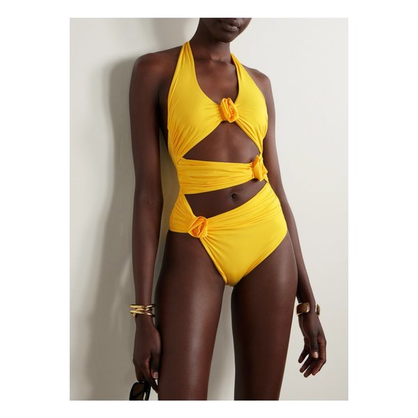 메이겔코로넬 치프리아 컷아웃 아플리케 주름 스윔수트 옐로 46376663162869915