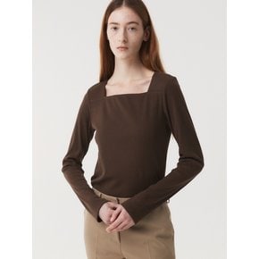 SQUARE RIB T-SHIRT (BROWN)