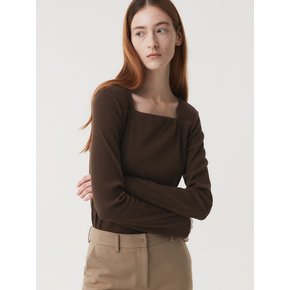 SQUARE RIB T-SHIRT (BROWN)