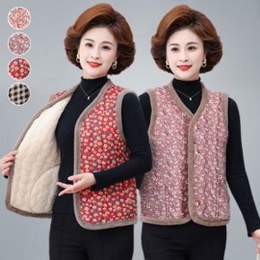 중년여성 누빔조끼 의류 할머니 융털 방한 김장조끼 엄마 여자