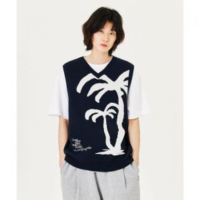 PALM TREE V-NECK 니트 조끼 - NAVY Z241UKT030065 410638