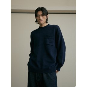 Lambswool crewneck knit (navy)