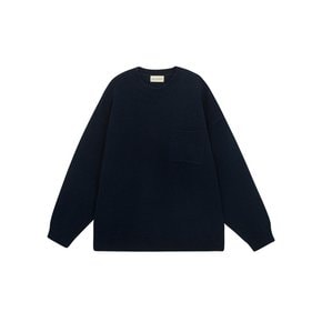 Lambswool crewneck knit (navy)