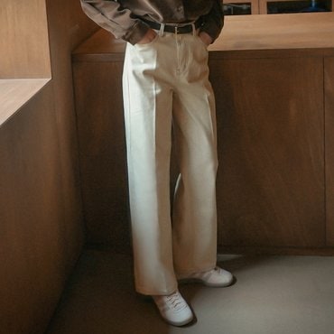 틸아이다이 Iris stitch point straight denim pants_Cream