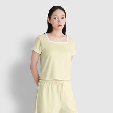 JAJU 25 S/S   여 테리 스퀘어넥 라운지 티셔츠   J205201010