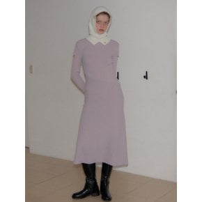 High Neck Cut-Out Long Dress_ Lavender