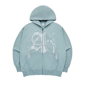 VINTAGE SYMBOL DESTROYED WASHING HOODIE ZIP UP DARK MINT 빈티지심볼 민트 ZPVSDW-MNT