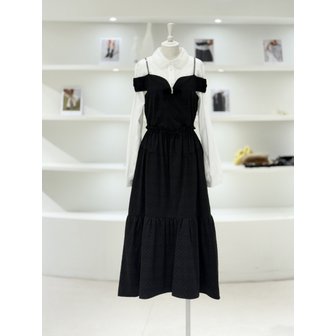 듀엘 [여주점] 여성 비딩 스트랩 자카드 원피스 (D244MSE037)