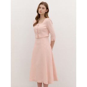 Square-neck 2piece-Style Flare Dress / Pink(4 color)