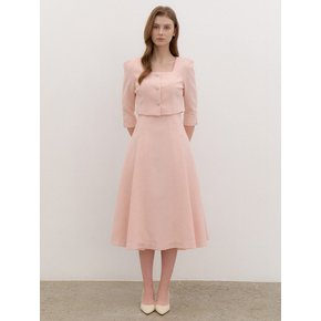 Square-neck 2piece-Style Flare Dress / Pink(4 color)