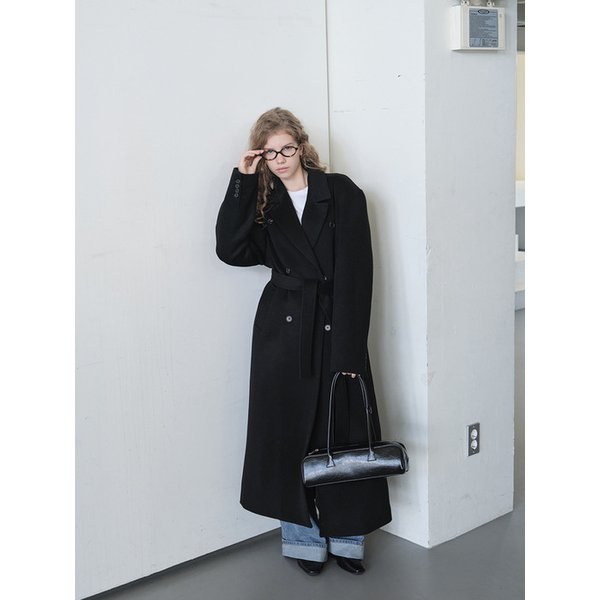 [리퍼브] 25 Winter_ Black Double-Breasted Maxi Coat