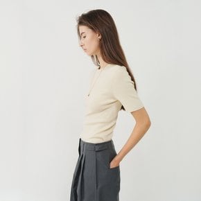 울 블렌드 하프슬리브 니트 탑_아이보리 / WOOL BLEND HALF-SLEEVE KNIT TOP_IVORY