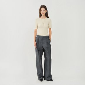 울 블렌드 하프슬리브 니트 탑_아이보리 / WOOL BLEND HALF-SLEEVE KNIT TOP_IVORY