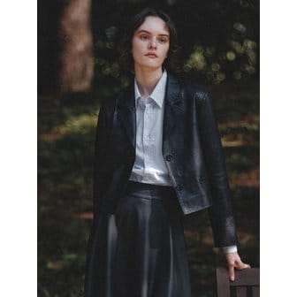 FRONTROW [Day-wool] Eco Leather Crop Jacket