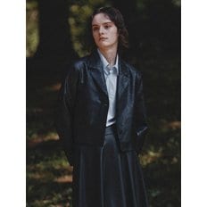 [Day-wool] Eco Leather Crop Jacket