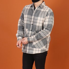 WCT 남자 빅사이즈 블록 체크 울 남방 셔켓