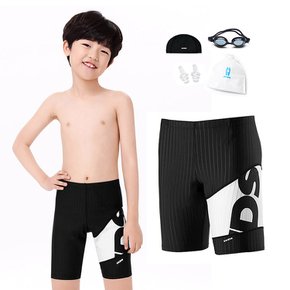 5종세트 스키즈 남아동 5부 실내수영복바지 화이트블랙 수모+수경+파우치 SF5BS517PBKs5