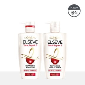 [SSG 단독구성] 로레알파리 토탈리페어5 리페어링 샴푸 410ml+리페어링 컨디셔너 410ml