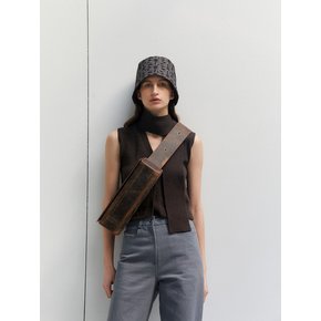 TIE KNIT VEST - BROWN