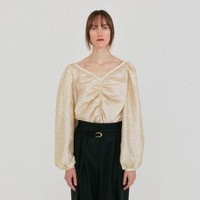 ZANE Shirred Blouse - Light Beige