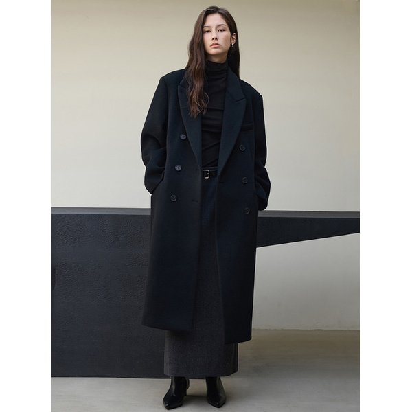울 더블 롱 코트