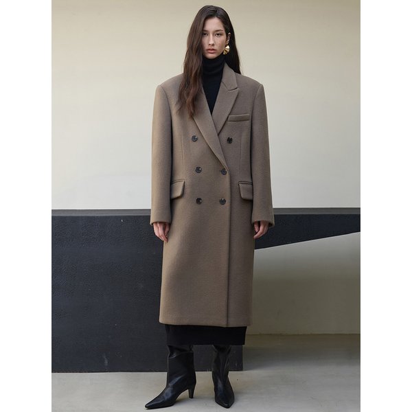 울 더블 롱 코트