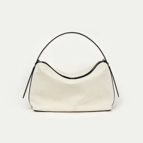 FW23 Leather-Trimmed Canvas Boston Large Bag Ecru