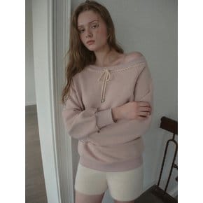 Lace Off-Shoulder Sweatshirt_Pink(OB6TP16)
