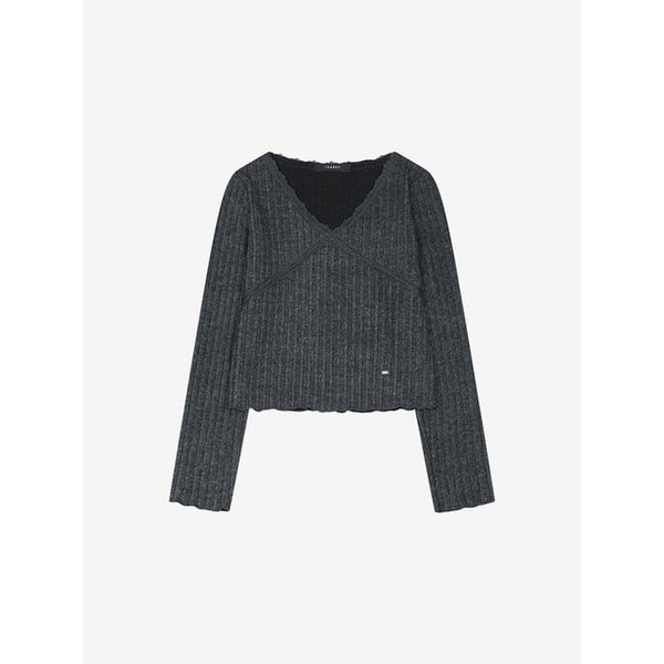 레이스 배색 골지 니트 풀오버 (VMUCB2919)