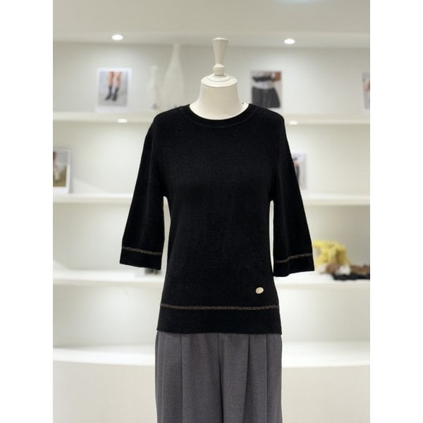 [여주점] 여성 메탈 라인 벨벳 니트 풀오버 (D244KSK036)