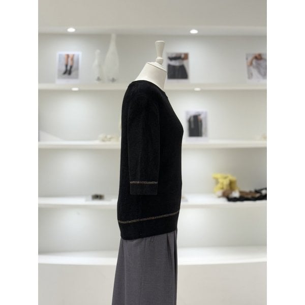 [여주점] 여성 메탈 라인 벨벳 니트 풀오버 (D244KSK036)