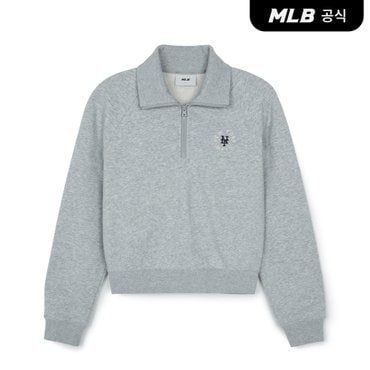 MLB [코리아공식] 여성 베이직 원형로고 크롭 반집업 맨투맨 NYM (MG)