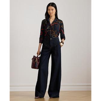 로렌 랄프 로렌 플리츠 하이 라이즈 와이드 레그 진(WMLRDNMS0920193410)