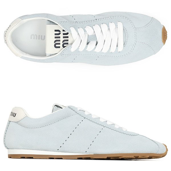 [부산점] 미세하자/미우미우 25FW 스카이블루 플룸 스웨이드 스니커즈 5E114E 054 F0012