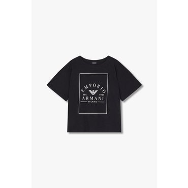 EMPORIO ARMANI 여성 렉탱글 로고 라운지 티셔츠(0825134505)