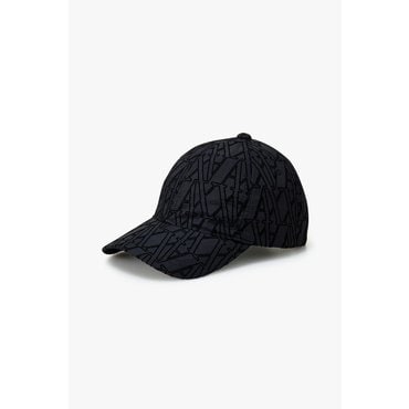 ARMANI EXCHANGE 여성 플록 로고 패턴 나일론 볼 캡(A424372500)블랙