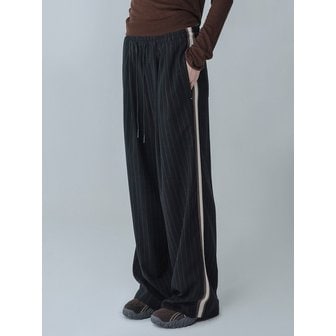 마스언에브릴 STRIPE EDGELINE WIDE PANTS_BLACK