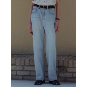 Strap point wide pants(Light blue)