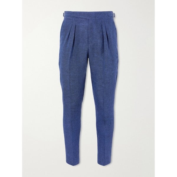 미스터 피 스티브 테이퍼드 플리츠 헤링본 리넨 팬츠 46376663163027157