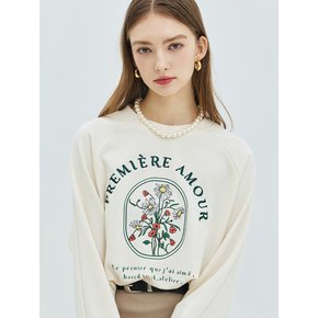 Flower Garden Rib Line Sweatshirts - Cream