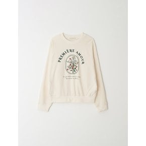 Flower Garden Rib Line Sweatshirts - Cream