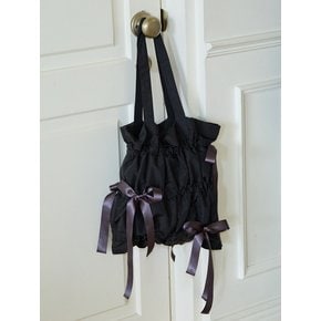 Ribbon Shirring Bag_ Black