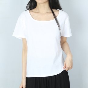 4색 무지 스퀘어넥 반팔 세미 크롭티