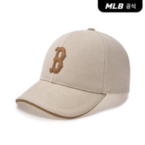 [코리아공식] 베이직 캔버스 레더 로고 스트럭쳐 볼캡 BOS (D.Cream)