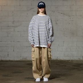 JERRY STRIPE OVERFIT LONG SLEEVE T-SHIRT / GRAY