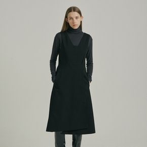 V-Neck Layered Dress_BLACK