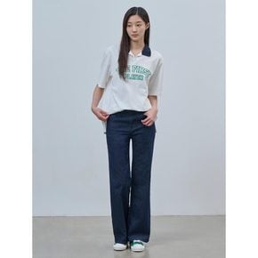 루즈핏 T칼라 반소매 피케 티셔츠  아이보리 (BF4542S020)