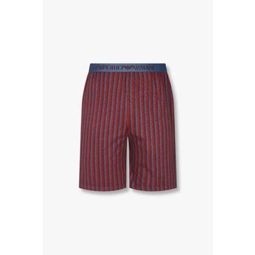 EMPORIO ARMANI 남성 로고 밴딩 패턴드 파자마 쇼츠 (0815131015)
