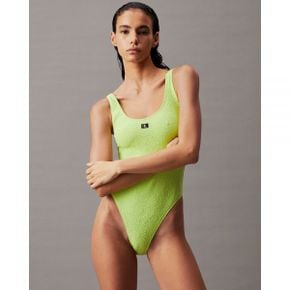 5017272 Calvin Klein CK Monogram Texture Cut Out Swimsuit - Green