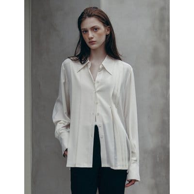 FRONTROW [Drama Signature] Pleated Silky Blouse_4color